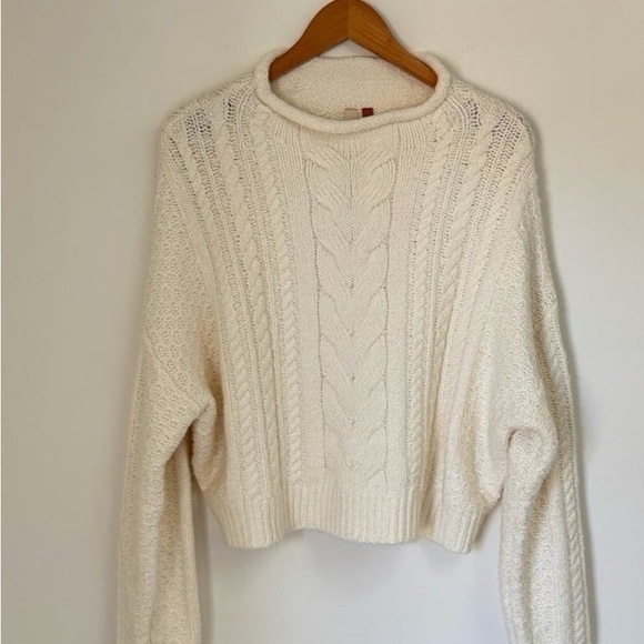 Anthropologie Ivory Cable Knit Turtleneck Sweater - Picture 4 of 4